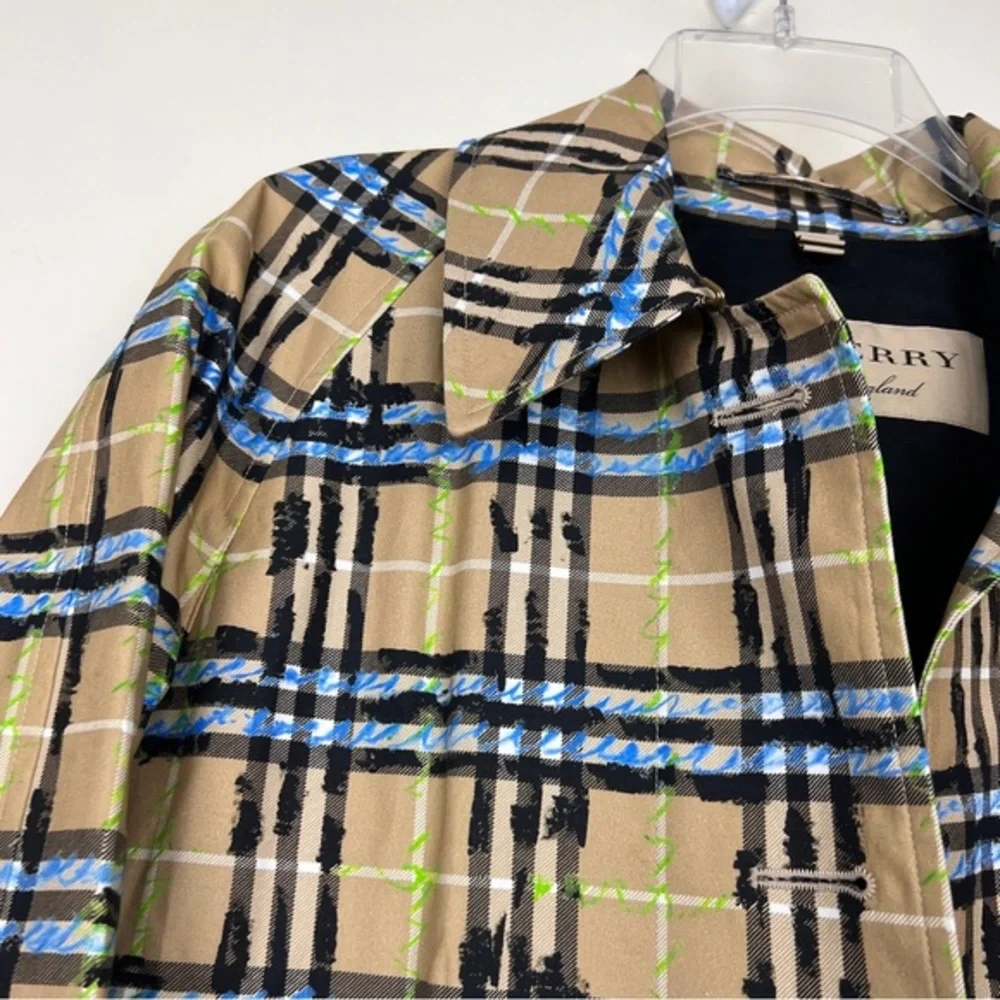 Burberry Calderbrook Scribble Printed Nova Check Long Car Coat Trench - Picture 4 of 13